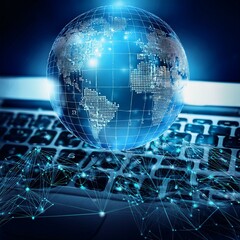 Fototapeta premium Internet technology, globalized business, finance, banking, and computer-based investing