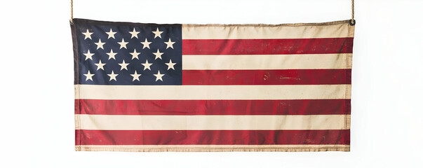Obraz premium USA flag in dramatic lighting, displayed on a white background with vivid and high-quality detail