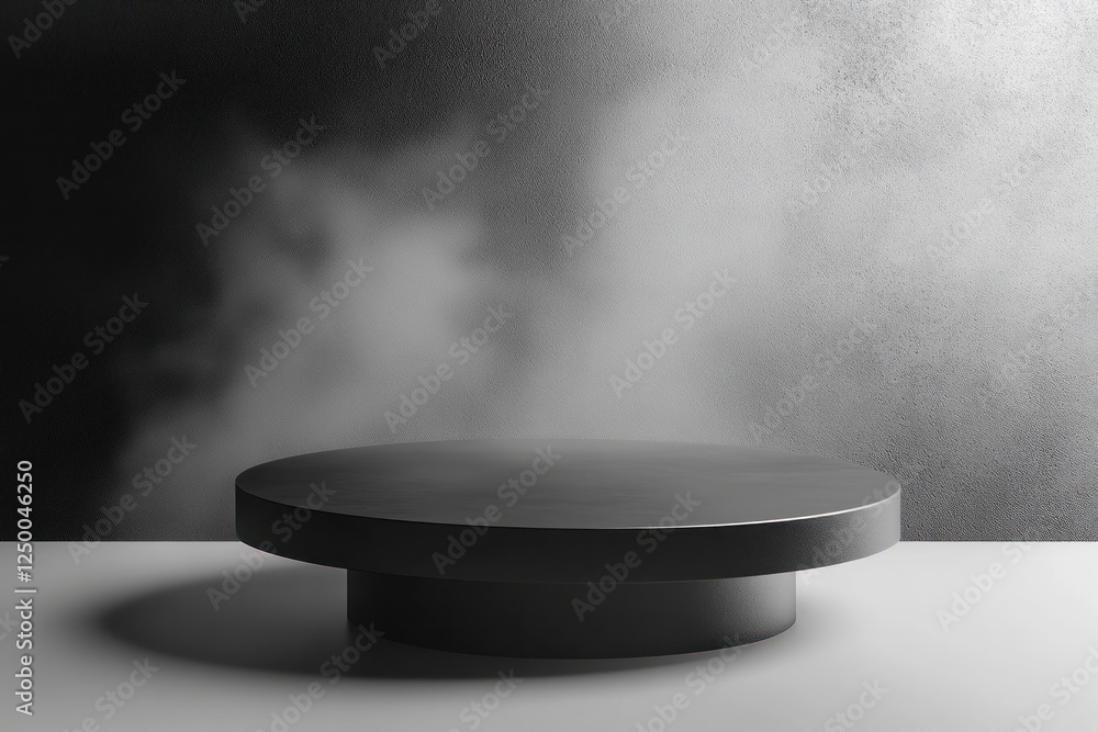 Poster minimalist black display platform with misty background