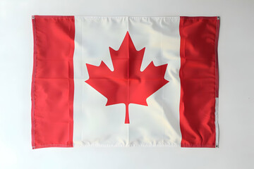 Crisp Canada flag displayed flat on white background, capturing full glory and detail