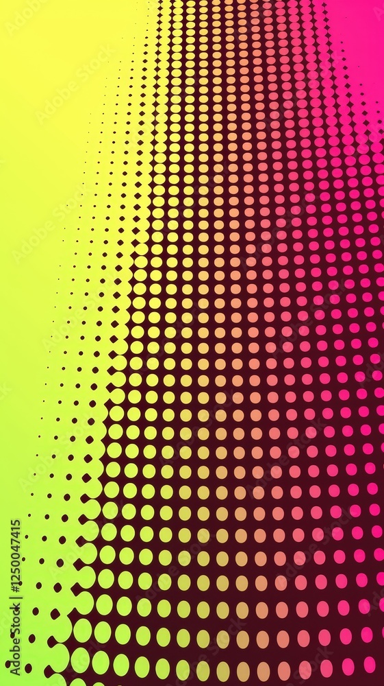 Poster a vibrant gradient background featuring a pattern of colorful polka dots, transitioning from green t