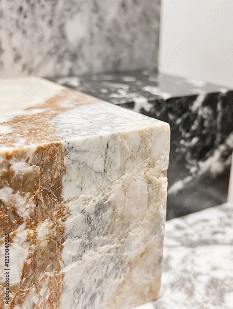 Poster Close Up of Elegant Marble Textures in Various Natural Color Patterns : Generative AI
