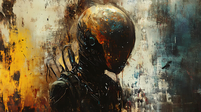 Alien character design in futuristic environment. Interstellar Cultures. Illustration