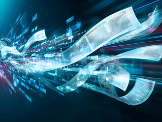 Dynamic visual representing freedom of the press, capturing the free flow of information.