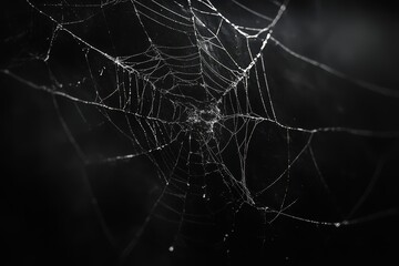 Intricate Spiderweb in Dark Night