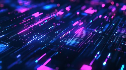 Background gaming abstract neon sci-fi themes cyberpunk red blue glowing dynamic technology wallpaper AI generated image