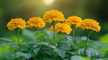 Cluster Of Bright Yellow Marigolds