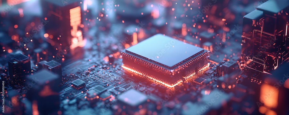Poster exploring the intricate circuits: a detailed look at microchip technology and its advancements in mo