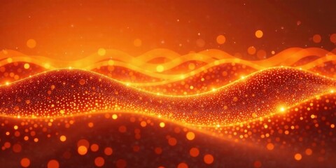 Amber Waves of Sparkling Light An Abstract Background of Shimmering Particles and Glowing Curves