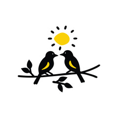 bird, tree, illustration, vector, animal, branch, birds, cartoon, nature, cute, design, drawing, silhouette, flower, spring, love, nest, beak, winter, wildlife, art, black, fly, bullfinch