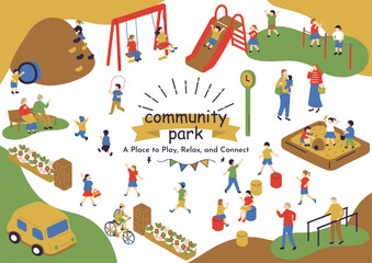 Obraz premium 地域の公園で楽しむ人達