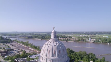 Experience the architectural beauty of the Capitol and its surroundings with stunning drone visuals.