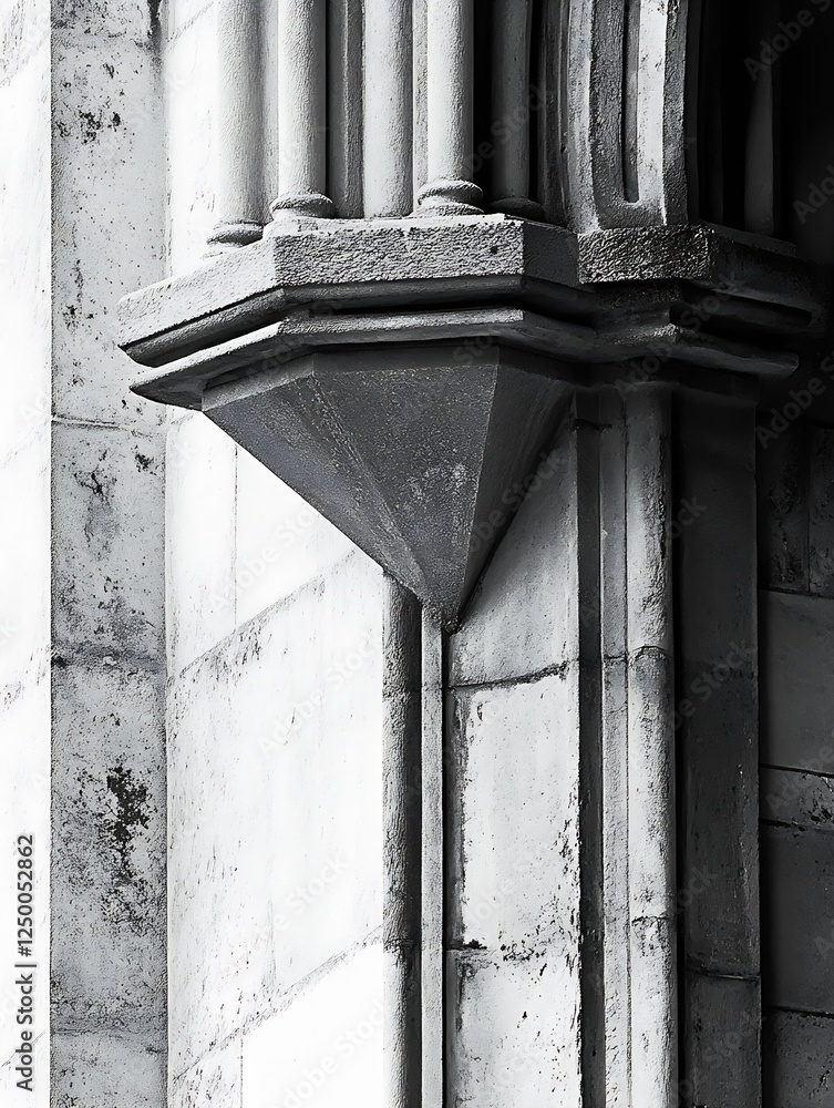 Aufkleber detailed black and white architectural feature of a gothic style building : generative ai