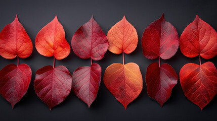 Beautiful autumn leaves in shades of red, orange, and yellow create stunning display. Nature vibrant colors evoke warmth and tranquility