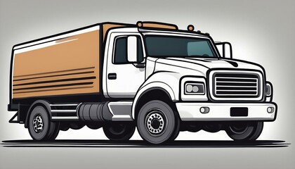 荷台の大きなトラックのイラストアイコン。AIで生成