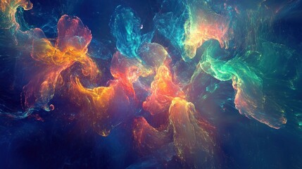 Colorful Abstract Nebula Cloudscape with Swirling Cosmic Energy Fields