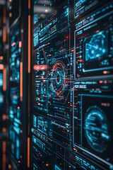 Obraz premium Digital security interface showing high-tech measures to protect sensitive data in a futuristic way.