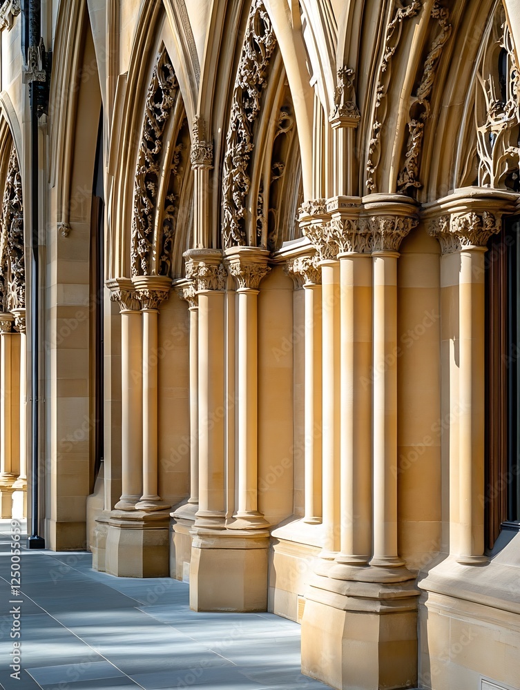 Poster Architectural Detail of Elegant Columns with Intricate Carvings in Historical Building : Generative AI