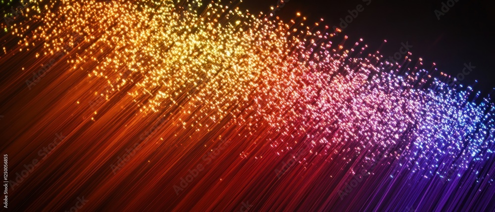 Poster vibrant abstract light waves creating a colorful gradient background