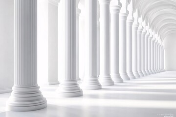 White Columns Line a Bright Hallway Creating an Elegant Atmosphere