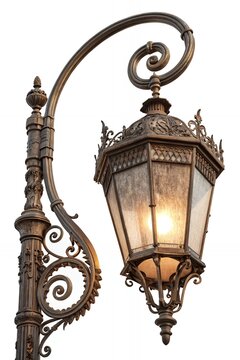 recommend clip art: Elegant Antique Street Lamp Post Ornate Iron Gaslight City Urban Vintage Lighting