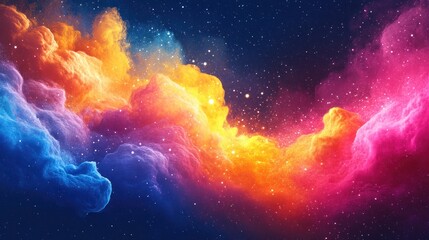 Fototapeta premium Vibrant Nebula Cloudscape: Cosmic Dust and Stars in a Colorful Universe