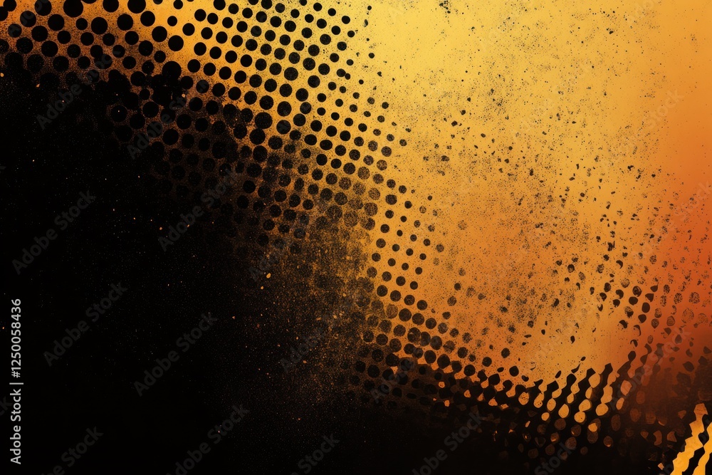 Poster abstract gradient background with halftone dots in warm orange and black tones