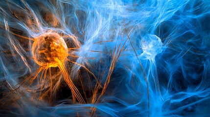 Abstract Blue and Orange Energy Forms