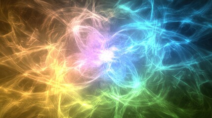 Vibrant Energy Trails: A Colorful Abstract of Intertwined Light Fibers