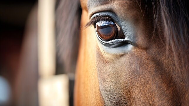 Close Up of Beautiful Horse Eye Showing Grace and Intelligence in Animal Photography : Generative AI