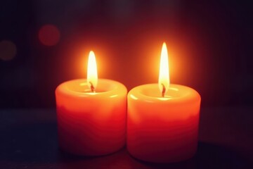 Two candle flames superimposed, creating a luminous effect , effect, warm, energy