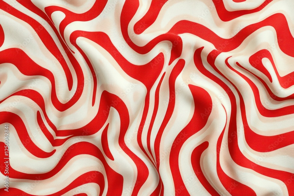 Aufkleber abstract red and white wave pattern fabric creating a dynamic visual texture