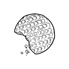 a black and white drawing of a biscuits illustration