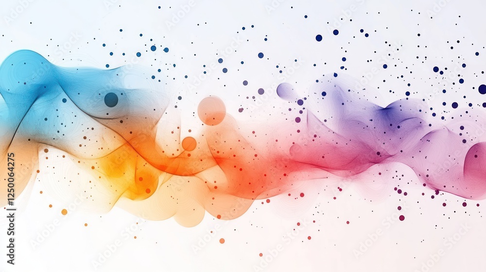 Poster colorful abstract wave with particles.