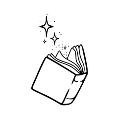 a black and white drawing of a magic spell book © Zen20