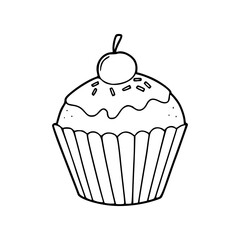vector illustration of cupcake for coloring pages