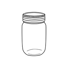 a black and white drawing of an empty glass jar