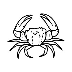 a black and white drawing of a crab isolated on white