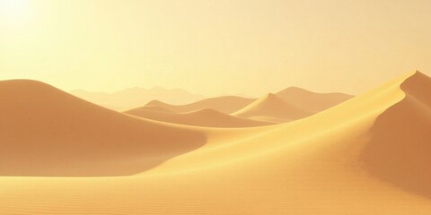 Golden Sandscapes A Sun-Drenched Desert Panorama of Rolling Dunes and Hazy Horizons