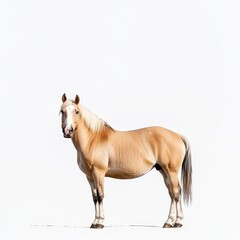 Obraz premium Majestic Golden Horse Stands Gracefully Against White Background