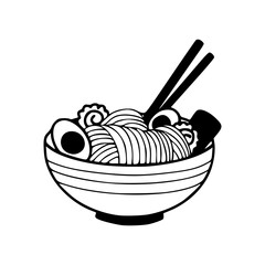 a black and white drawing of a bowl of ramen icon