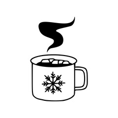 hot drink with snowflake mug vector illustration