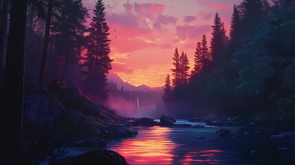 Captivating natural wonders explore majestic peaks serene lakes tranquil forests enchanting sunsets breathtaking landscapes close-up. Emotion-Driven Landscapes. Illustration