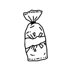 tied bag outline vector illustration