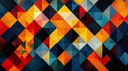 Vibrant geometric shapes playfully interact in a bold colorful abstract design. AI Generated