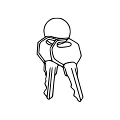 two keys outline vector illustration