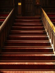 Elegant Wooden Stairs in Antique Building with Luxurious Atmosphere and Design : Generative AI