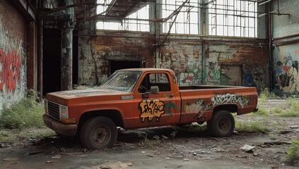 Rusty Truck in Abandoned Factory