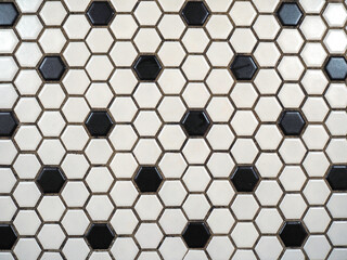 Black and White hexagonal ceramic tile texture for modern interior design backgrounds