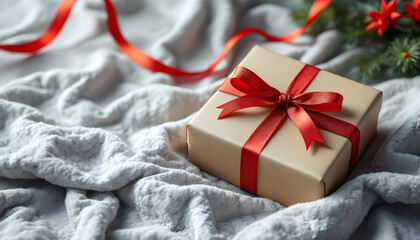 Regalo con lazo rojo, s&iacute;mbolo de celebraci&oacute;n y sorpresa